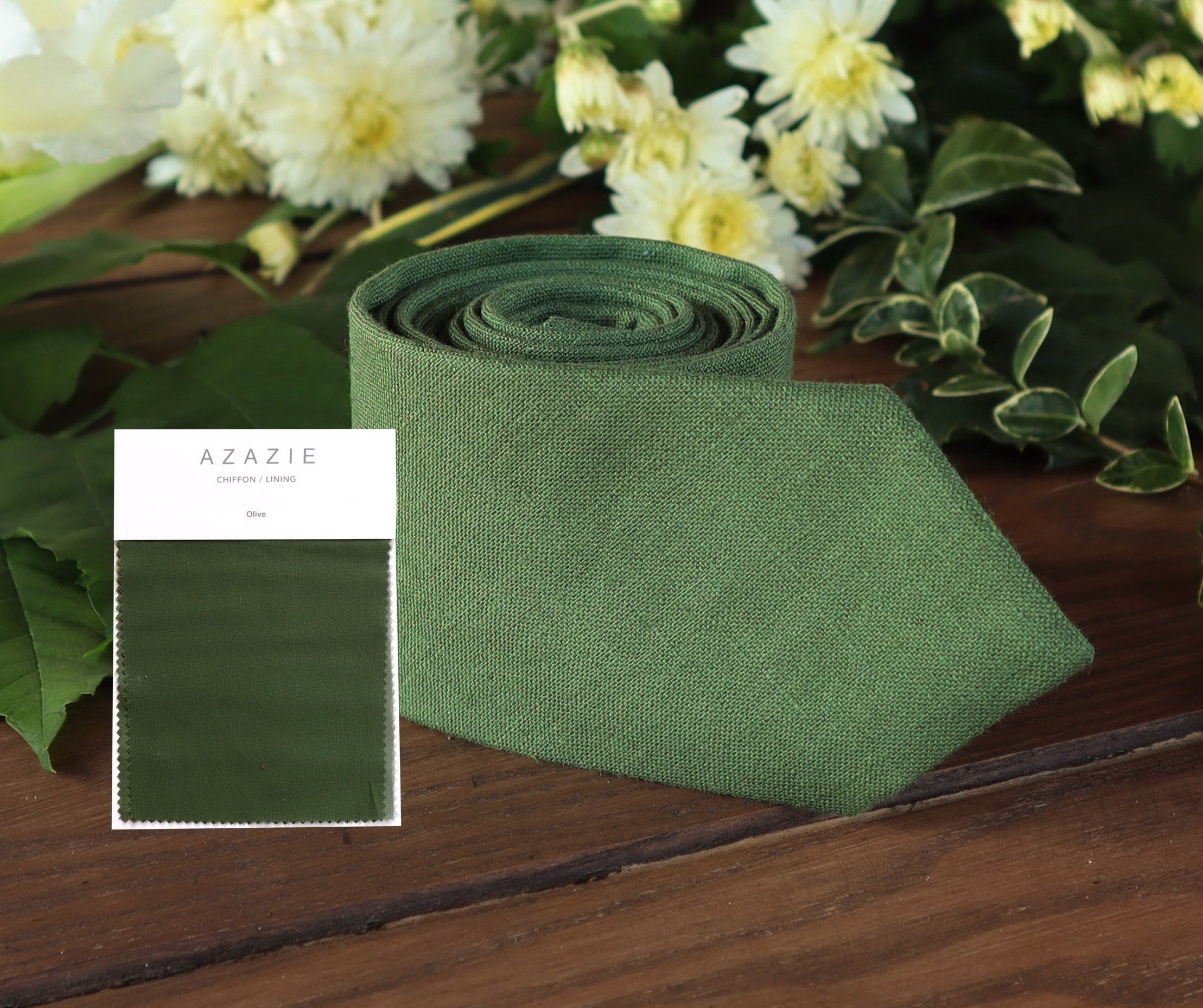 Olive Tie AZAZIE Men's Skinny Tie Green Bridesmaid Dresses - Etsy Norway