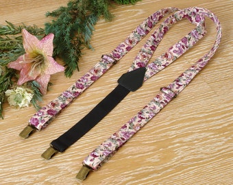 Suspenders Floral Chianti David's Bridal Dusty Pink Floral Braces Dusty Rose  Wedding Suspenders  Men's Suspenders Special Order