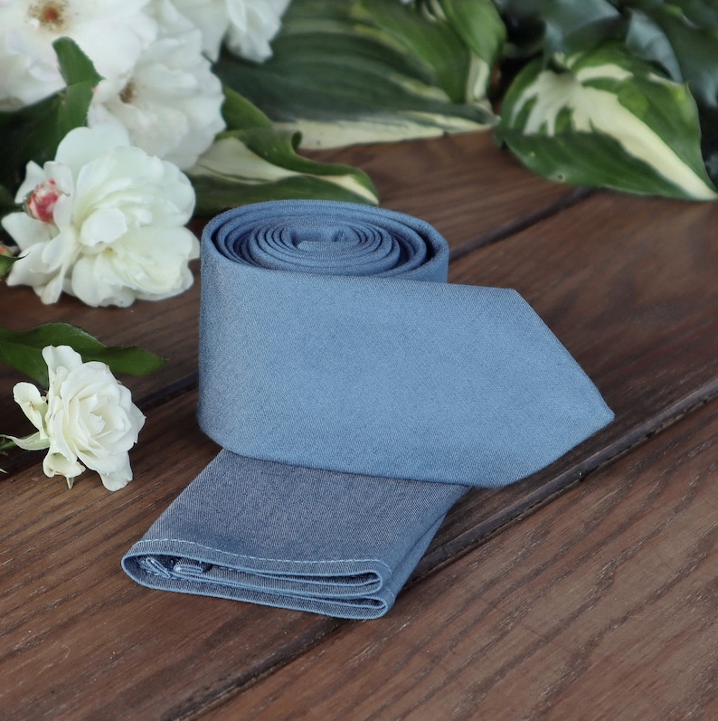 Steel Blue Tie and Pocket square Set David's Bridal Etsy