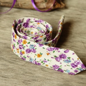 Bloemen blauweregen stropdas gebroken wit paars mannen skinny stropdas blauweregen David&#39;s bruidsstropdassen stropdas voor mannen Speciale bestelling