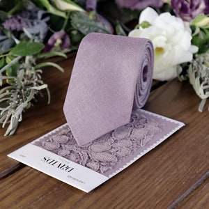 LAVENDER HAZE stropdas Davids bruids LINNEN mannen skinny stropdas Bruidsjonkers stropdassen bruids bruiloft kleur lavendel pochet vlinderdas speciale bestelling