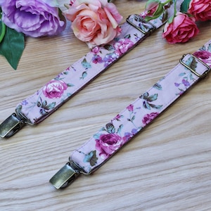 Suspenders Floral Dark Quartz Dusty Pink Floral Braces Hot pink Purple Wedding Suspenders  Men&#39;s Suspenders Special Order