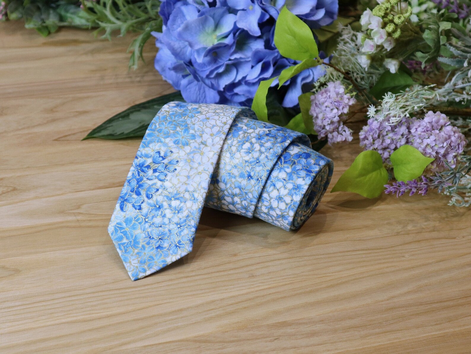 Tie Floral Blue Hydrangea Men