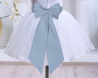 Flower Girl Sash  Tie Sash Bow DUSTY BLUE David's Bridal Wedding Junior Bridesmaid  Wedding Sash Wedding Belt Custom colors