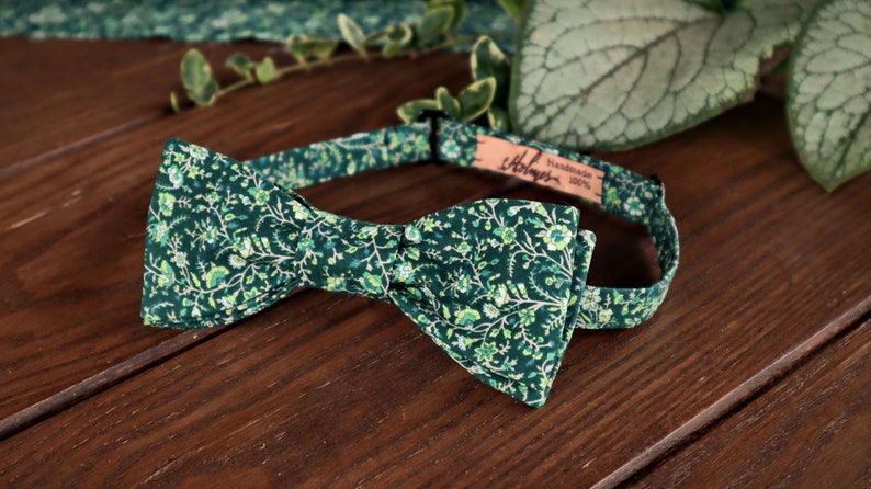 Emerald Green Floral Necktie Wedding WildFlowers Tie Floral Skinny tie Wedding Ties Necktie Bow-Tie Suspenders Pocket square Special Order image 5