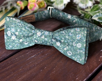 Bow Tie Floral Green Bow-Tie Wedding Light Blue WildFlowers DUSTY SAGE Light Pink Cotton Floral Wedding Green Custom BowTie  Special Order