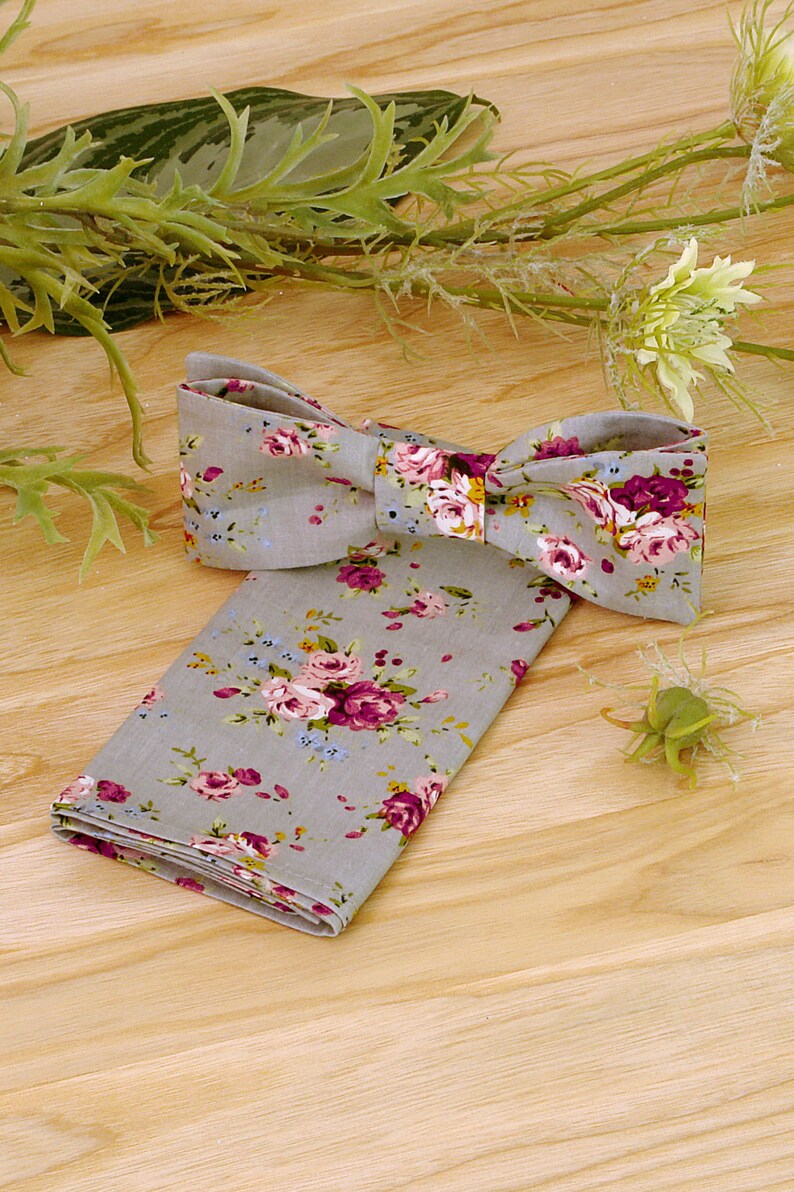 mens grey floral tie