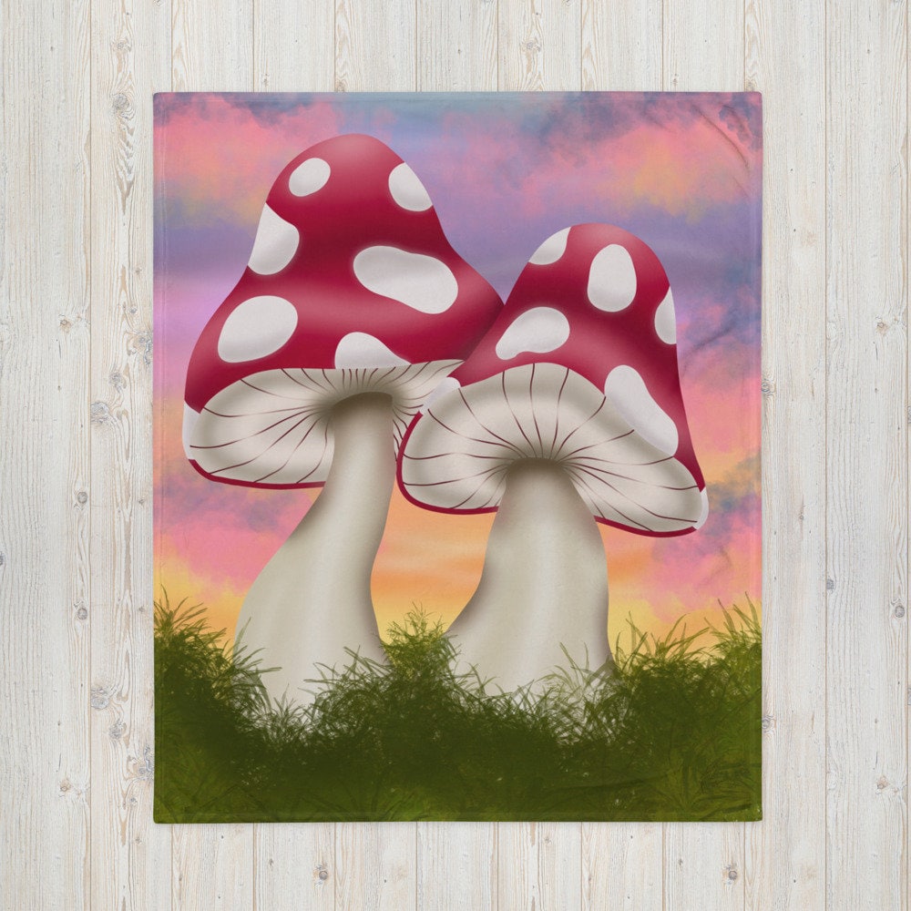 Mushroom Throw Blanket Blanket Light Blanket Mushroom Etsy