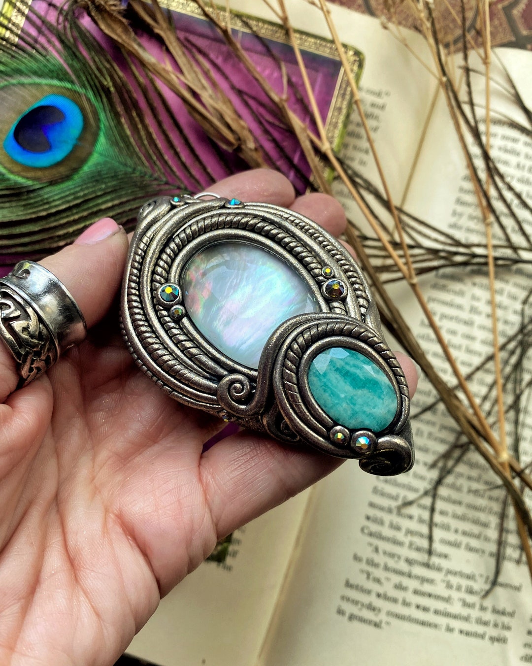 Pisces Rising Clear Quartz Overlay White Mother of Pearl & - Etsy