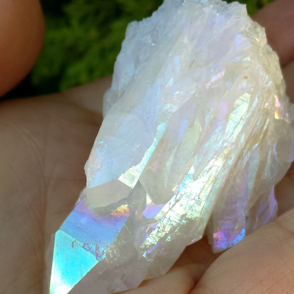 Beautiful High Vibration Angel Aura Quartz Cluster - Peace, Spirit Uplifting & Angelic Communication