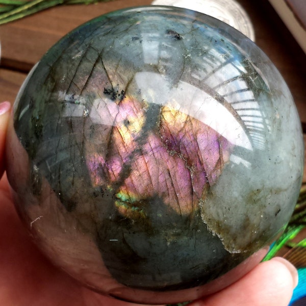 Rare Violet Flash Labradorite High Shine Polished Sphere - Magic, Mysticism, Psychic Development