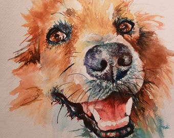 Dog Lover Gift/Dog Memorial/Watercolor Portrait/Dog Birthday/Mixed breed/Rescue Dog/Gotcha Day/Custom Pet Portrait/Custom Art/Free Shipping