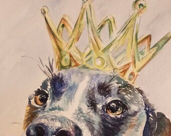 Staffie mix/ mutt/ Custom art/ pet painting/pitbull/elkhound/dog portrait/pet art/custom art/dog birthday/dog memorial/gotcha day/dog lover