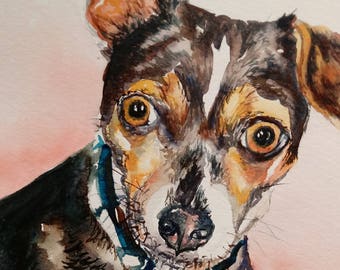 JRT/Jack Russell Terrier/Terrier painting/ Custom dog watercolor/Dog Lover Gift/Dog Birthday/Gotcha Day/Custom Pet Portrait/Free Shipping