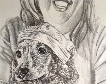 Dachshund Pet Portrait/ Weiner Dog/Dog Lover Gift/Dog Memorial/Dog Birthday/Gotcha Day/Custom Pet Portrait/Custom Art/Free Shipping