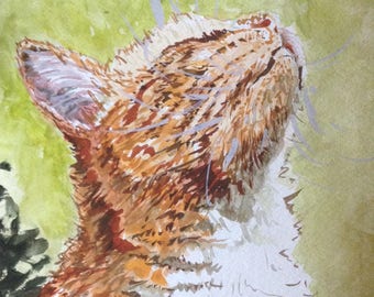 Cat Watercolor. Cat birthday. Ginger Cat. Custom Painting. Cat memorial. Cat Present. Cat lover gift. Gotcha Day