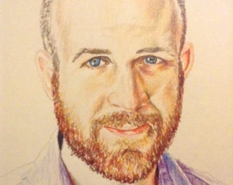 Colored pencil portrait. Handsome man. Beardy man. Custom portrait