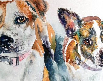 Boxer/JRT/Boston/Beagle/Dog Watercolor/Dog Lover Gift/Dog Memorial/Dog Birthday/Gotcha Day/Custom Pet Portrait/Custom Art/Free Shipping