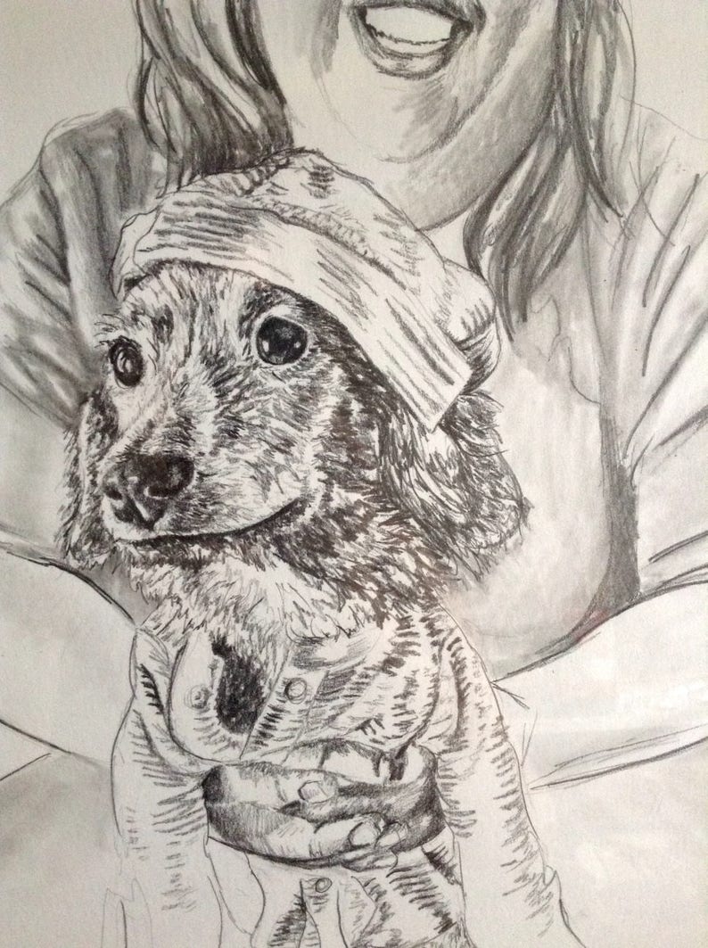 Dachshund Pet Portrait/ Weiner Dog/Dog Lover Gift/Dog Memorial/Dog Birthday/Gotcha Day/Custom Pet Portrait/Custom Art/Free Shipping image 1