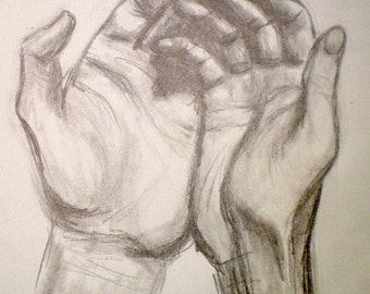 Pencil Portraits custom made for you. Sketch of hands, online photo. Eco friendly