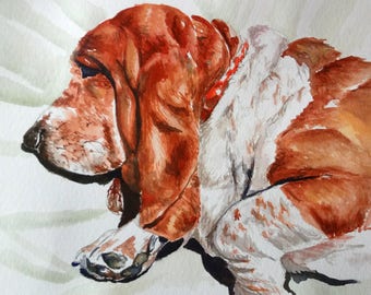 Basset House Art/ Custom Dog Portrait/Dog Lover Gift/Dog Memorial/Dog Birthday/Gotcha Day/Custom Pet Portrait/Custom Art/Free Shipping