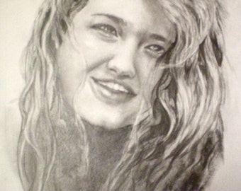 Beautiful woman's portrait. Pencil portrait/ pencil drawing. Pencil Portraits custom made for you. Shipping included. Eco friendly