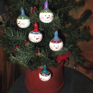 Set of 5 Handpainted Mini Gourd Snowman Ornaments - Tennessee Spinner Gourd