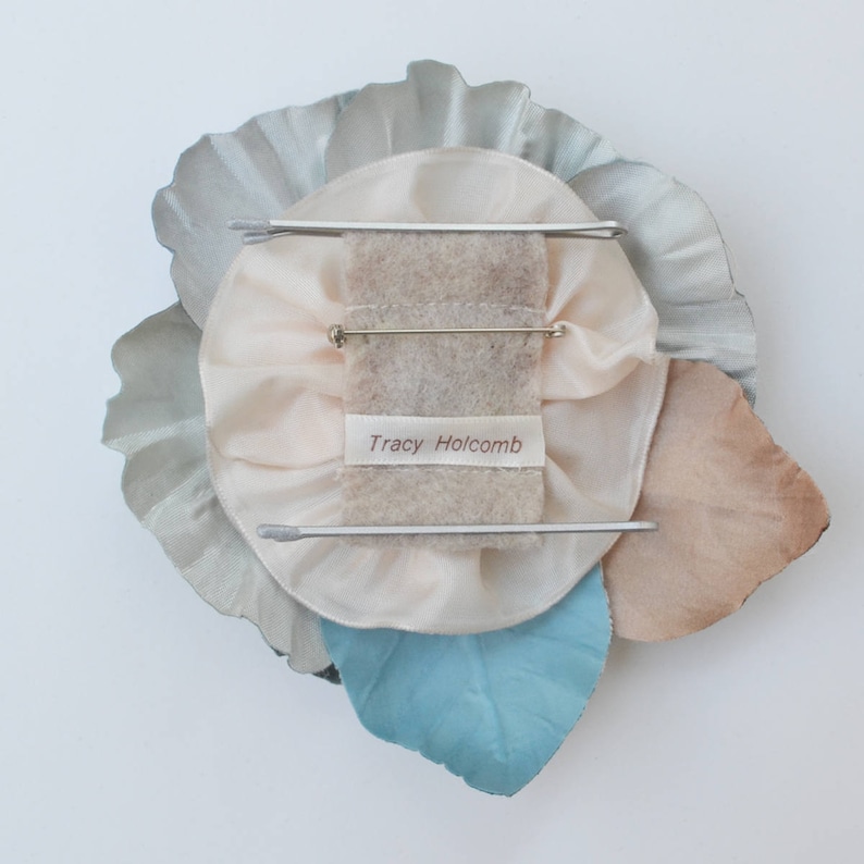 Blue /& Beige Silk Flower Hair and Dress Accessory