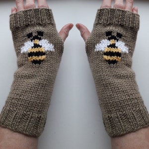 Wrist warmers - bumble bee - fingerless gloves