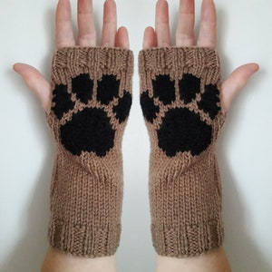 Paw print wrist warmers - 10% to animal charity - fingerless gloves