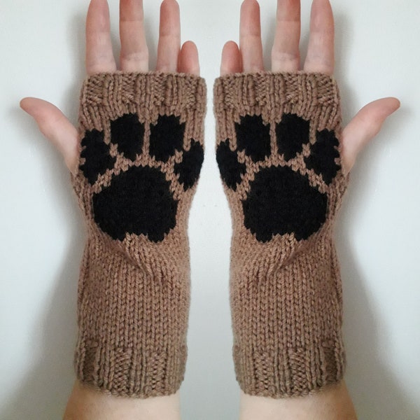 Paw print wrist warmers - 10% to animal charity - fingerless gloves