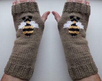 Wrist warmers - bumble bee - fingerless gloves