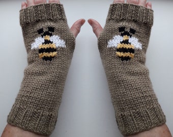 Wrist warmers - bumble bee - fingerless gloves