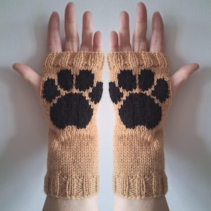 Pfotenabdruck Pulswärmer - 10% für Tierliebe - fingerlose Handschuhe