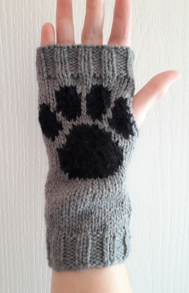 Paw print 7.5 wrist warmers paw print 10 to animal Etsy