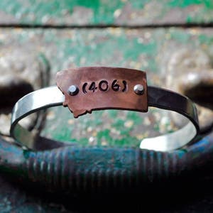 Montana 406 hammered silver and copper Montana cuff