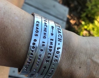 Teacher appreciation cuffs!  You choose the saying.