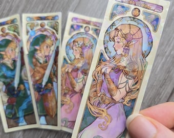 Elfos Art Nouveau • Elegante cuento de hadas • Pegatinas holográficas