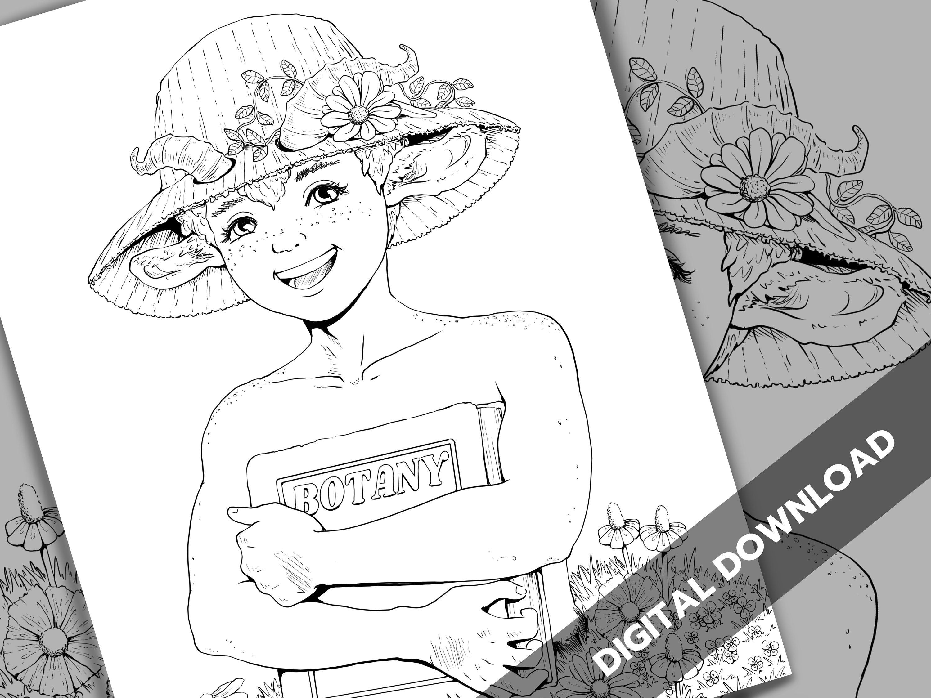 Botany Fawn Coloring Page PDF JPG PRINTABLE digital | Etsy