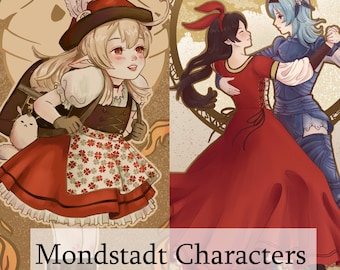 Pinturas de Genshin Impact Mondstadt • IMPRESIÓN DE BELLAS ARTES • Pósteres • estilo art nouveau