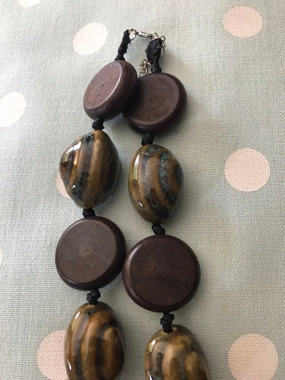 Stunning Ceramic and Wood Necklace - image 4