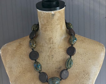 Stunning Ceramic and Wood Necklace