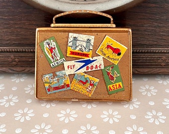 Mascot ‘Fly BOAC’ Suitcase Powder Compact, Novelty Compact