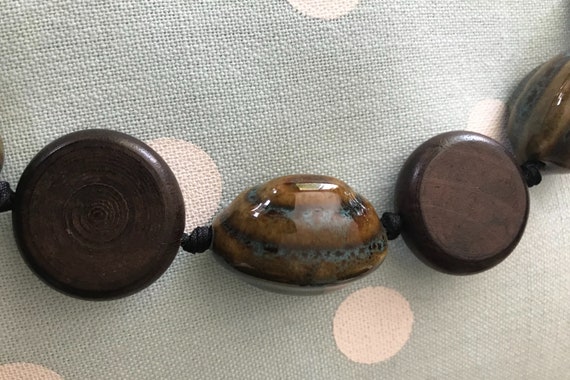 Stunning Ceramic and Wood Necklace - image 5