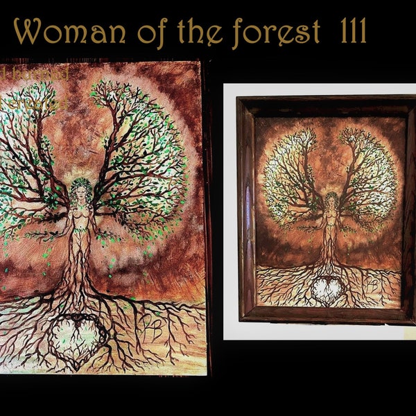 Goddess, Gaia, Mother nature, Mother, Earth, Goddess of the forest, Original, painting, Tree, women, tree, Zen, healing, alter