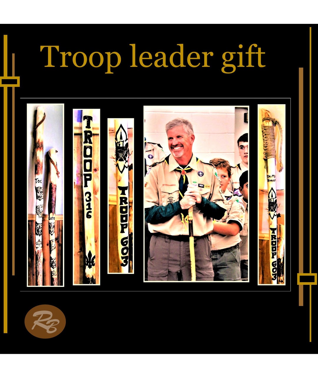 Troop Leader Retirement Gift Hiking Stick Troop Leader Gift Etsy
