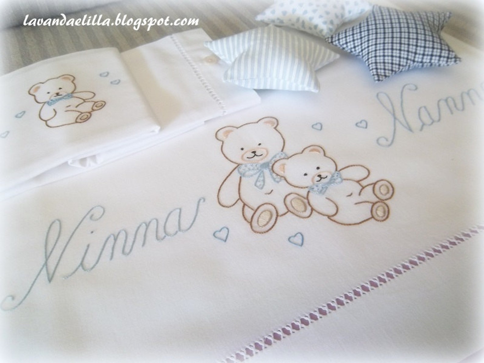 Set Culla E Carrozzina 4 Pezzi Nazareno Gabrielli 1938 | Copertina Azzurra | Coordinato Neonato - Foto 5