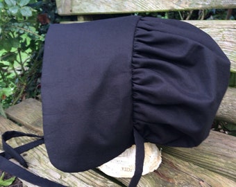 Old  Style black cotton bonnet. Adults Size. Victorian/Vintage Stage Costume. Book Day. Victorian Market.