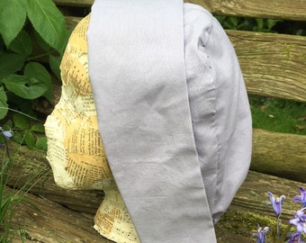 Coif style bonnet, light grey cotton. Adults multi-sized, Les Mis, Puritan, Prairie, Maid , Cook,  Re-enactment