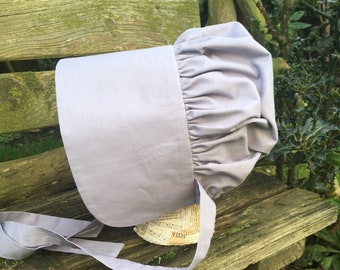 Old  Style light grey cotton bonnet. Adults Size. Victorian/Vintage Stage Costume. Book Day. Victorian Market.